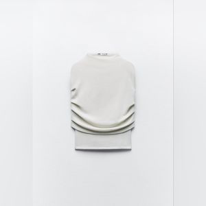 ZARA - Soft Draped Top (L), Ecru (Ivory)